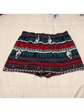 Fabletics Men's Holiday‎ Print Lounge Shorts Red Green Medium Christmas